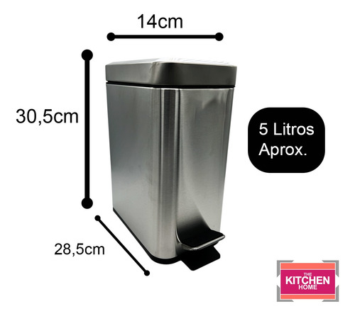 Cesto Residuos Pedal 5l Tacho De Basura Acero Inoxidable Color Plateado