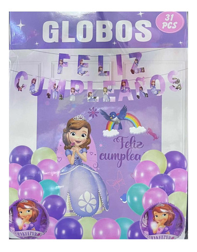 Set De Globos De Princesa Sofia 31 Piezas Cumpleaños