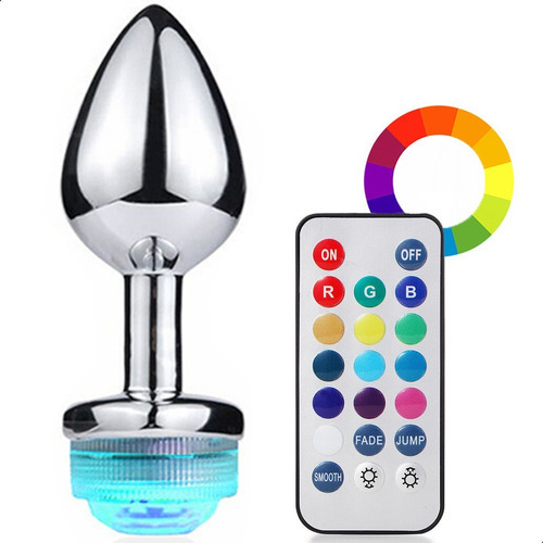 Plug Anal Iniciante Led Luz 13 Cores Controle Excita Gozar