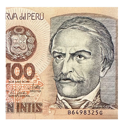 Peru - 100 Intis - Año 1987 - P # 133