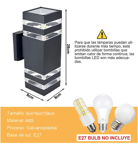 YUJU Lámpara De Pared Led Impermeable Sobreponer Para Exterior lamparas de pared exterior lampara arbotante lampara arbotante Potencia 60 W