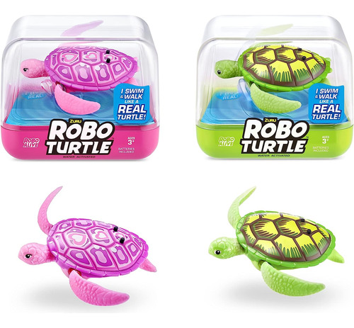 Robo Alive Robo Turtle Robotic Swimming Turtle (green + Pink