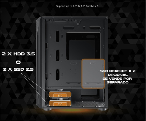 Imagen 7 de 10 de Gabinete Gamer Xigmatek Gaming X 6 Fanes Argb Controladora