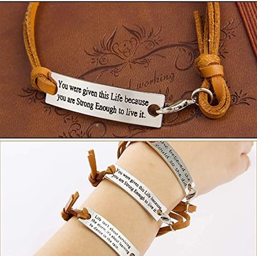 Cosweet Pack De 12 Pulseras De Cuero Con Mensaje Inspirador,