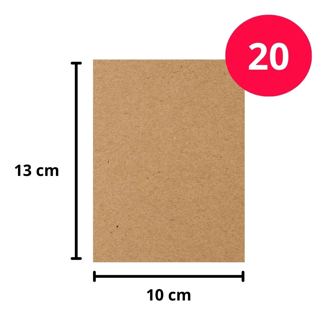 Kit 20 Chapas MDF Cru Ortiz 13x10 cm com 3mm para Artesanato