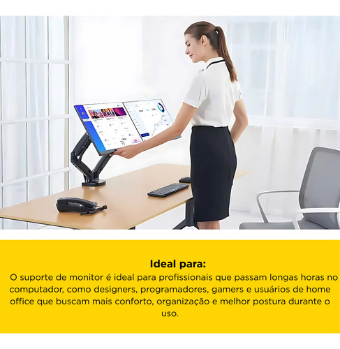 Suporte Duplo Para Monitores Vesa De 17 Até 27 Polegadas