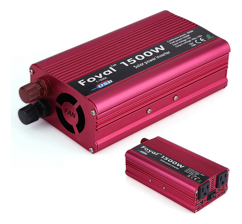 Inversor De Onda Sinusoidal Pura 1500w 12v/110v Dos Enchufe