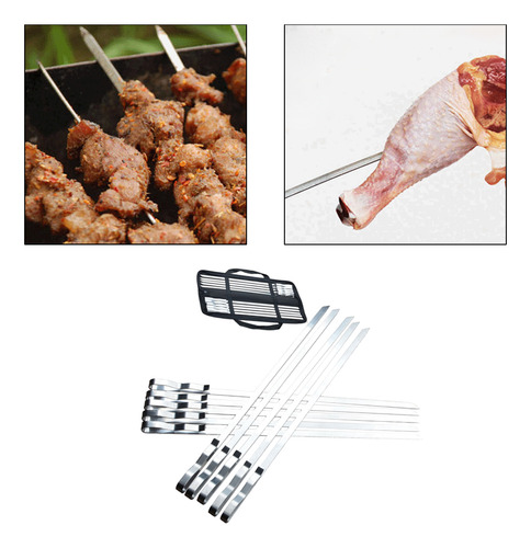 Pinchos De Barbacoa De Acero Inoxidable 10x, Pinchos Planos