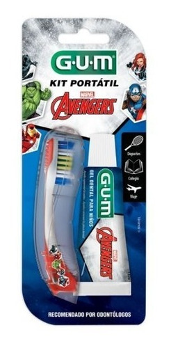 Gum Kit Portatil Avengers Cepillo + Pasta Dental Infantil