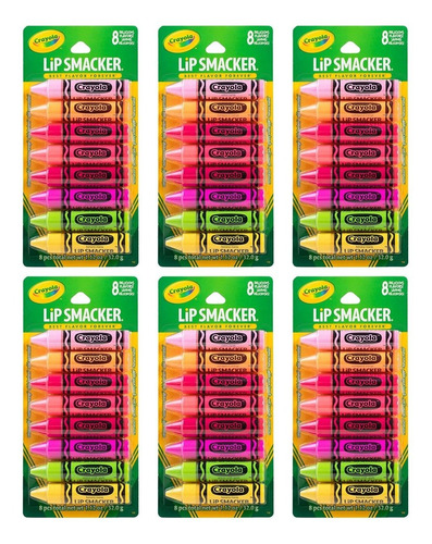 Kit 6 Crayola Party Pack Balsamos Labiales - Lip Smacker