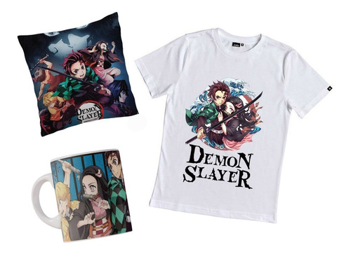 Remeras Demon Slayer Anime Combo Con Taza Y Almohada