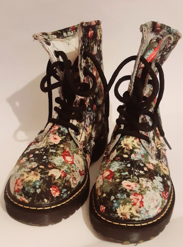 Botas De Mujer De Tela Estampado De Flores 