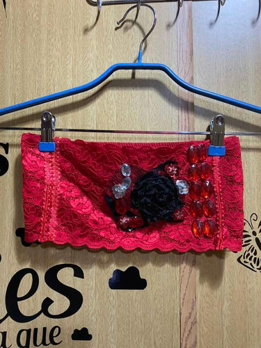 Top | Bandó | Encaje Con Aplique Bordado | Rojo | Lenceria