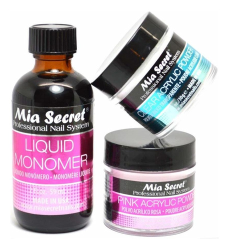 Mia Secret Secret 2oz Liquid Monomer  1oz Clear  1oz Pink