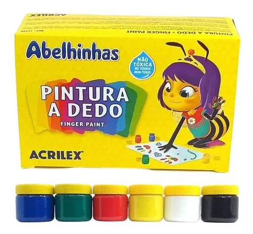 Tinta Guache Acrilex  Lister - Tinta Guache - 6 Cores - Pintura a Dedo -  30 ml - Acrilex - Acrilex