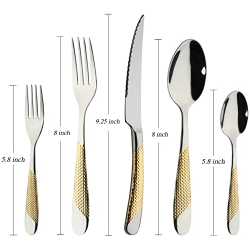 Juego De Cubiertos Dorados De 40 Piezas De Acero Inoxidable