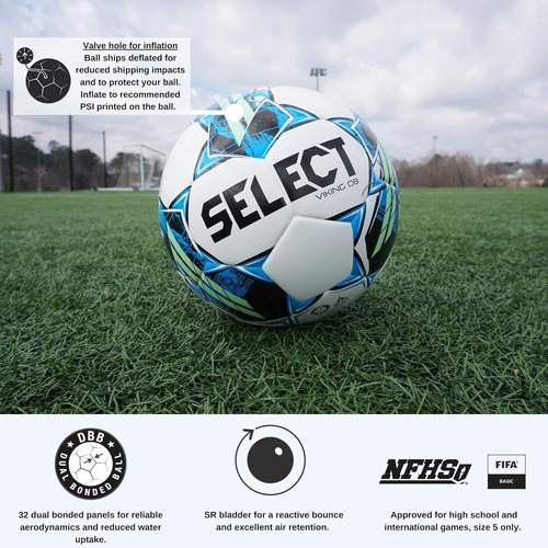 Viking Db Balón De Fútbol, Blanco/azul/verde V22, Tamaño 5