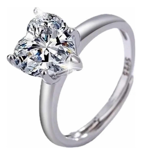 Anillo Ajustable Corazón Plata Esterlina .925 Regalo Mujer