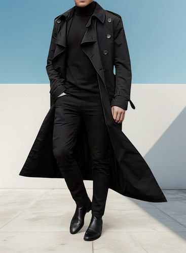 Chamarra Casual De Moda Con Gabardina Larga Para Hombre