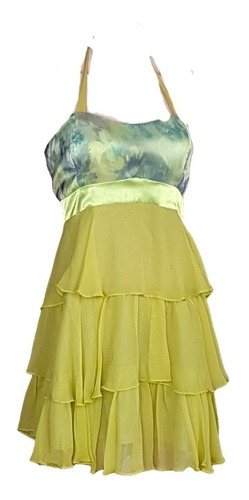 Vestido Fiesta, Jacaranda, Gasa Verde,capas, Talla S