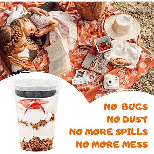 12 Oz Clear Plastic Parfait Cups With Insert 3.25oz & F...