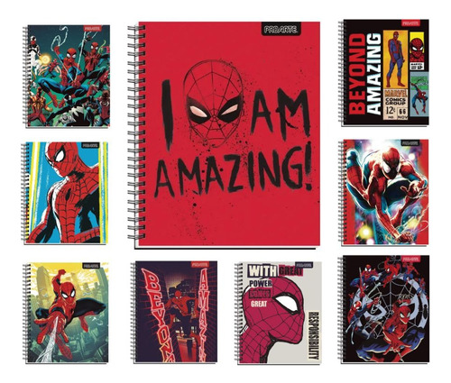Cuaderno Universitario Proarte 100h 7mm Spiderman Pack X 10