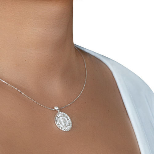 Cadena Y Dije Virgen Plata 925 Primera Reunion Religioso Color Plateado