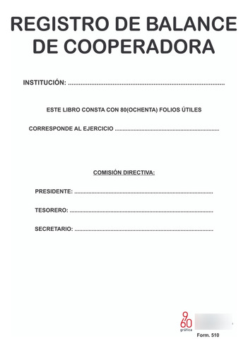 Registro De Balance Cooperadora Blanco