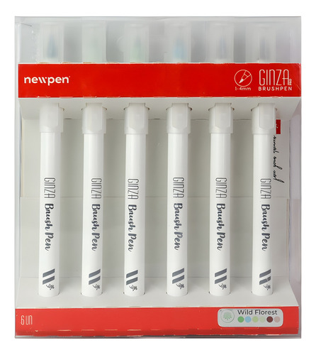 Marcador Newpen Ginza Pro Brush Pen Wild Florest 06 Cores Cor Variada