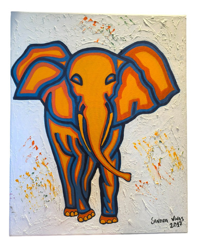 Cuadro Elefante Moderno. Pintado A Mano