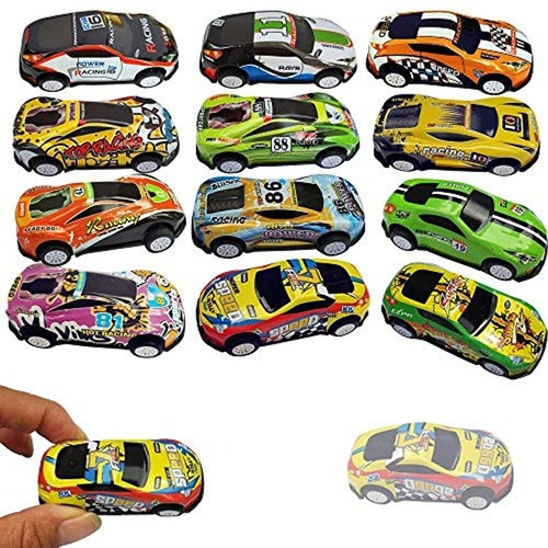 Juego De 12 Carros De Carreras De 2.7in Colores Varios