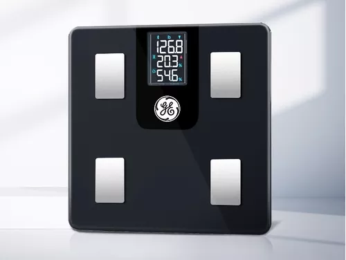 GE Báscula inteligente para peso corporal y porcentaje de grasa con  pantalla LCD todo en uno, báscula digital de peso para baño, báscula de  grasa