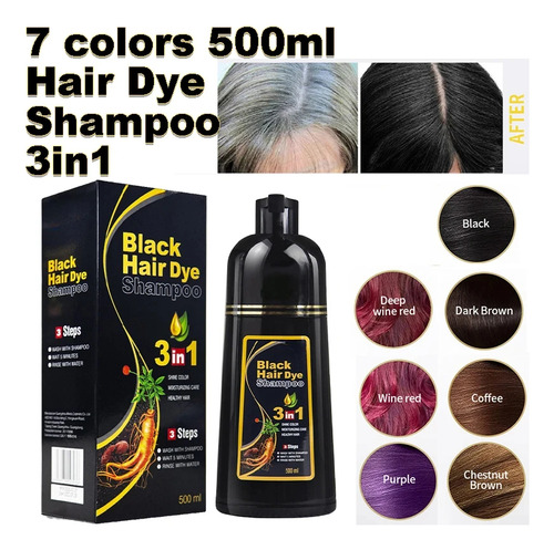 Shampoo De Tintura De Cabelo De 100 Ml/500 Ml 3 Em 1 Para Es
