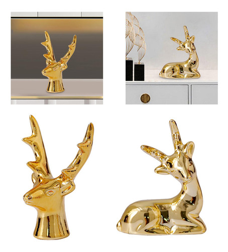 Figuritas De Renos, Estatuas De Ciervos Chapadas Para La