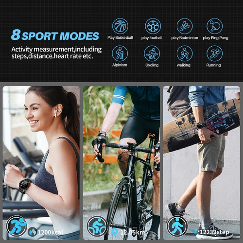 Imagen 5 de 9 de Smartwatch Para Mujer Y Hombres,reloj Inteligente Bluetooth