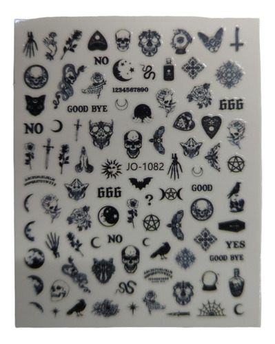 Imagen 1 de 2 de Stickers Autoadhesivos Para Uñas Tattoo Halloween Nail Art