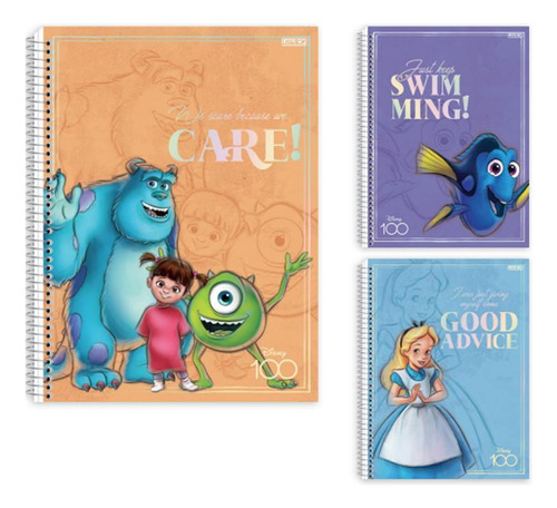 Caderno Universitario 10m Cd B/a 160f Disney 100 Sao