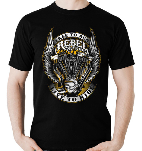 Imagem 7 de 7 de Camiseta Rebel Pride Motociclista Moto Camisa Masculina