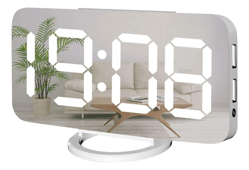 Reloj Despertador Digital, Pantalla Led Con Espejo Grande, N