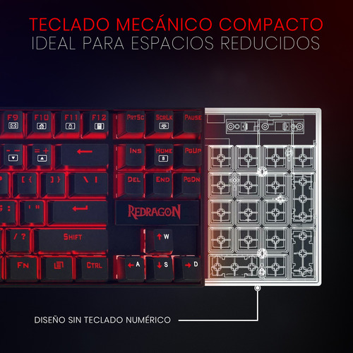 Teclado Redragon Kumara K552w-2 Rgb Qwerty Español Outemu Negro Español Latinoamérica