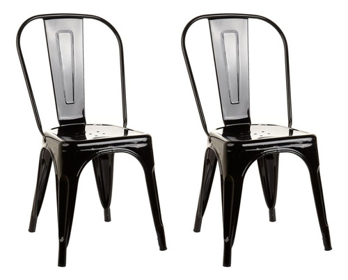 Kit 2 Cadeiras Tolix Aço Reforçado Industrial De Jantar. Cor da estrutura da cadeira Preto