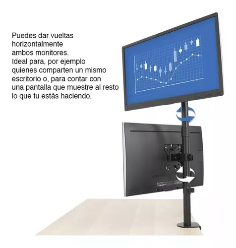 Soporte Doble 2 brazos para Monitor, ajustable base escritorio, 13″ – 32″ –  SIPO