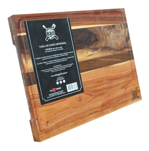 Imagen 3 de 4 de Tabla De Picar De Madera Bbq Grill Chef Asado 40x30