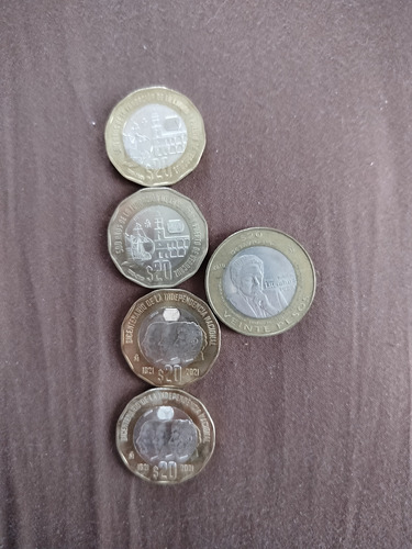 5 Monedas De 20 Pesos, Conmemorativas