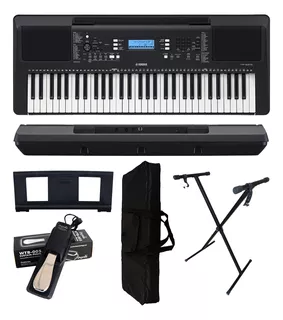 Kit Teclado Yamaha Psr E373 + Capa + Pedal + Suporte X