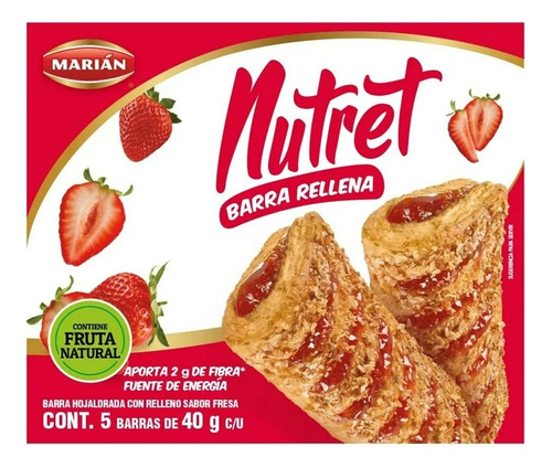 4 Pzas Barra Marián Nutret Hojaldrada Con Relleno Sabor Fres
