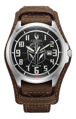 Citizen Star Wars Mandalorian Black Dial .......... Dcmstore Color de la correa Café Color del bisel Plata Color del fondo Negro