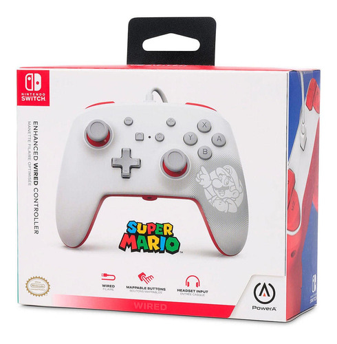 Mando Pro Powera Con Cable Nintendo Switch Mario White