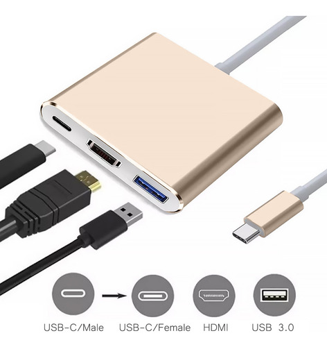 Estación De Acoplamiento Dock 3 En 1 Adaptador Usb C Hdmi