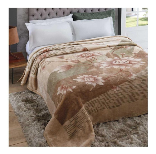 Cobertor Jolitex Ternille Tradicional cor bege com design flash de 2.4m x 2.2m